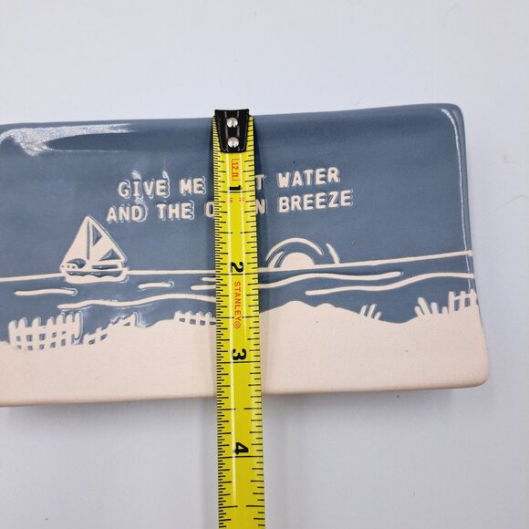 White & Blue Give Me Salt Water & Ocean Breeze Beach Scenic Ceramic Spoon Rest - Picture 6 of 6
